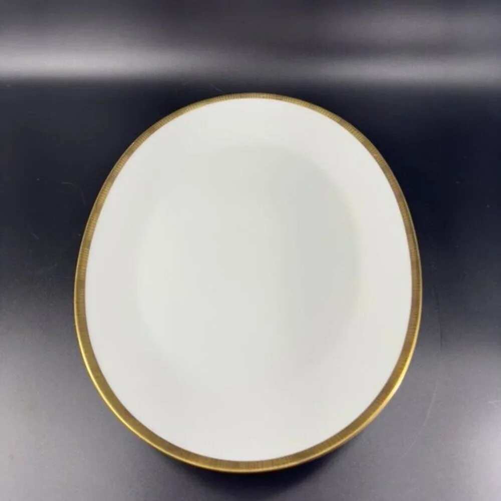 Rosenthal Germany 3680 White Gold BandBlack Lines Oval Serving Tray Platter 13in